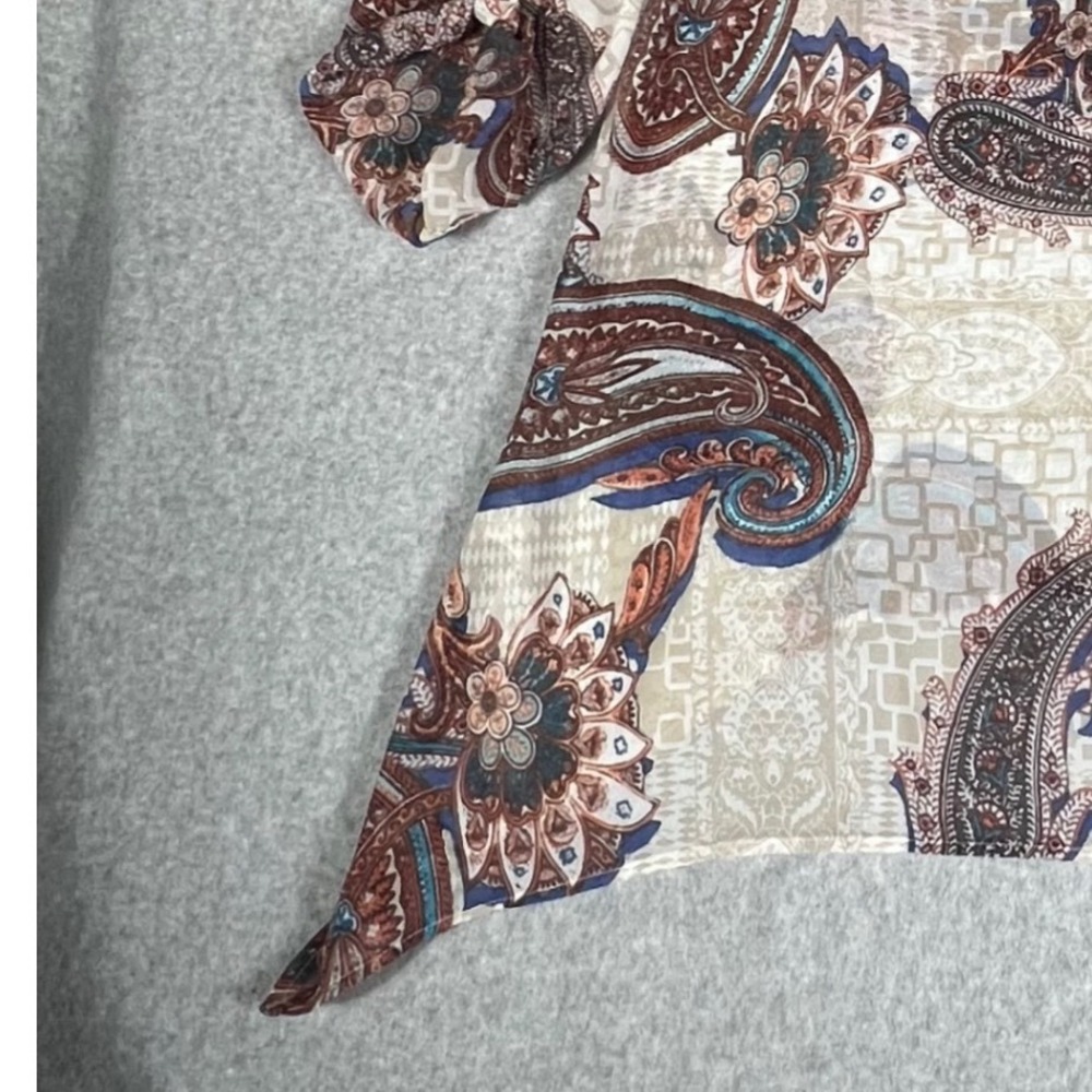 Chicos 1 Paisley Button Up Tunic Blouse Shirt Top Sheer Boho Artsy Boho Layering - Picture 9 of 13